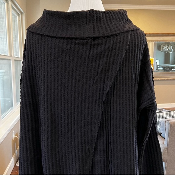 NWT Free People Juicy Sweater Medium or Large Black Cowl Neck Draped Tunic Top - Picture 10 of 15